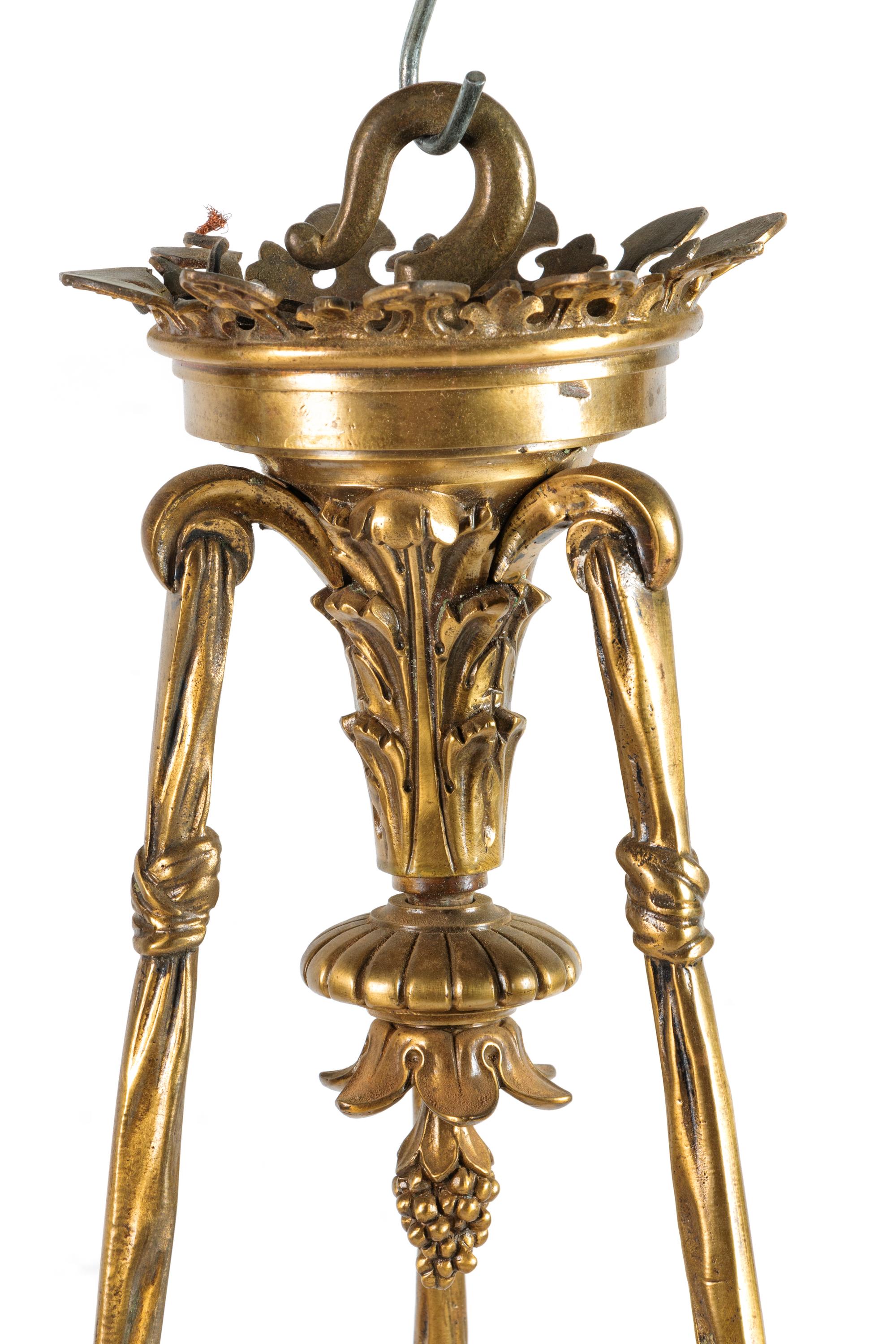 A French Gilt Bronze and Molded Glass Fixture