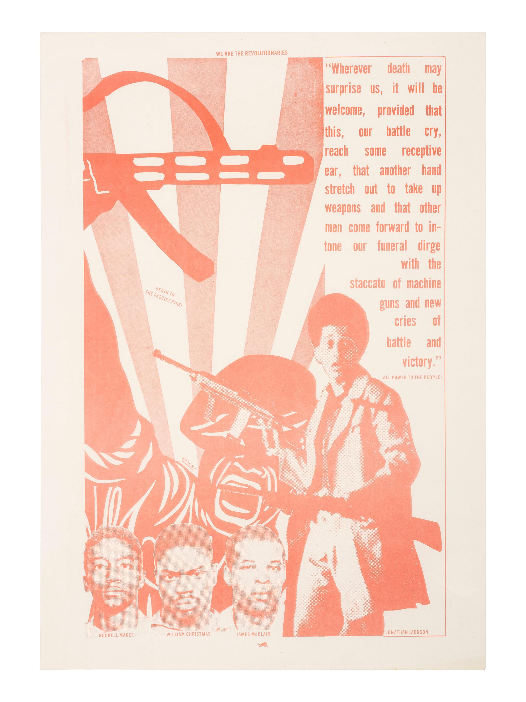 [BLACK PANTHER PARTY]. DOUGLAS, Emory (b. 1943), artist. We are the Revolutionaries . [Oakland, CA?], ca 1970.