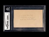 A Ty Cobb Signed Autograph Index Card (Beckett Authentication Services Encapsulated)