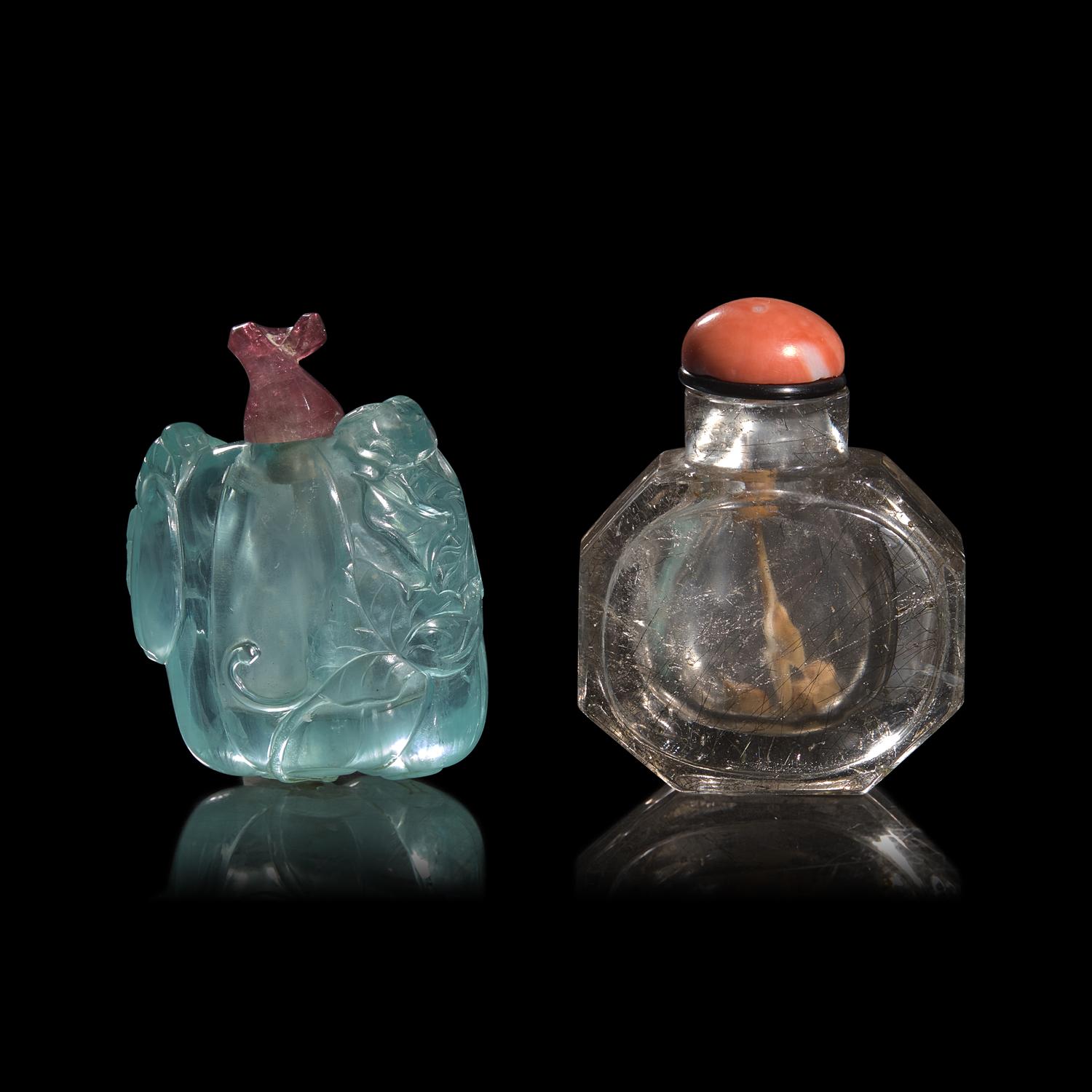Two Chinese Hardstone Snuff Bottles