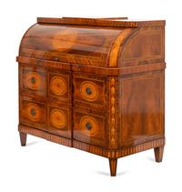 An Italian Louis XVI Style Marquetry Cylinder Bureau