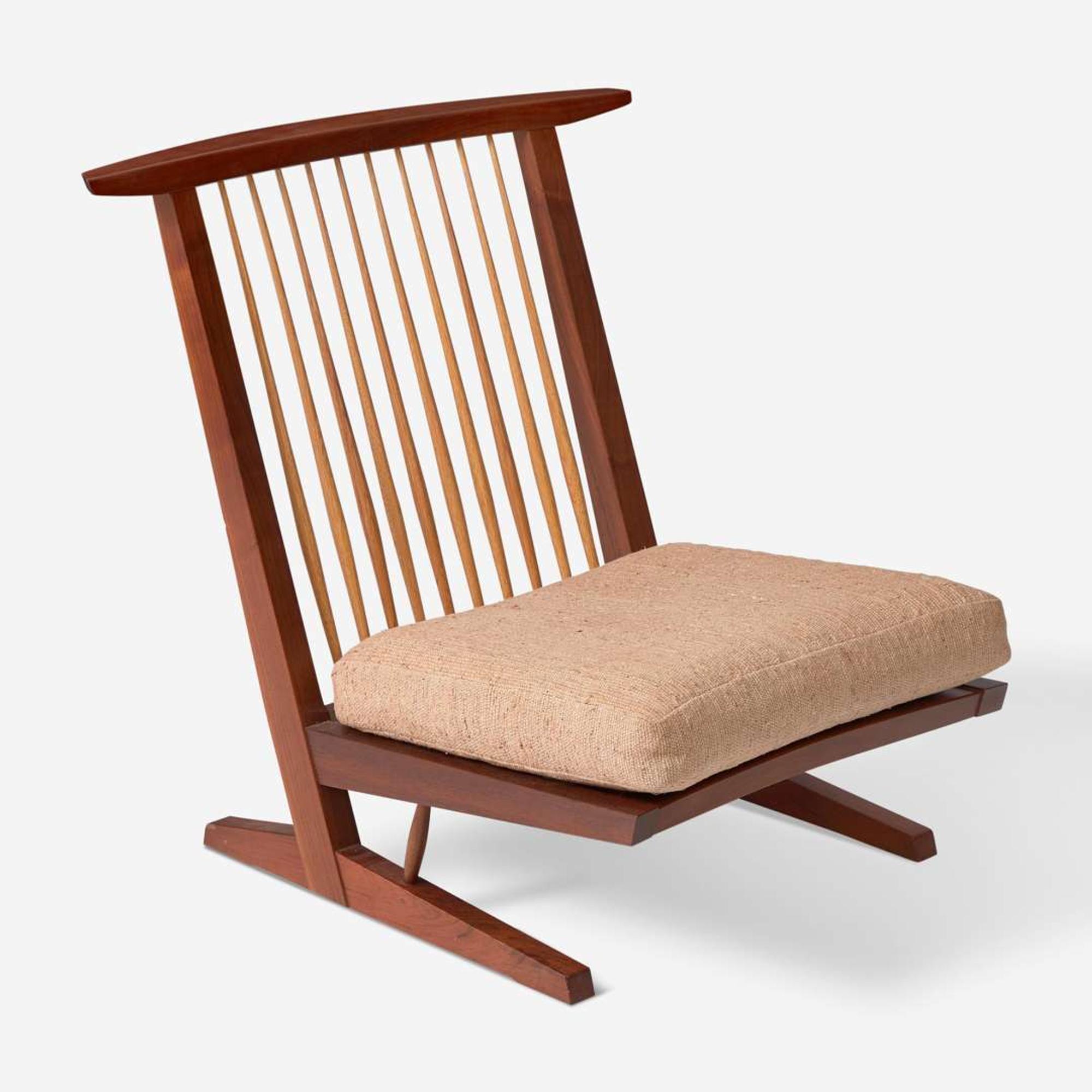 George Nakashima (American, 1905-1990) "Conoid" Cushion Lounge Chair, New Hope, Pennsylvania, 1983