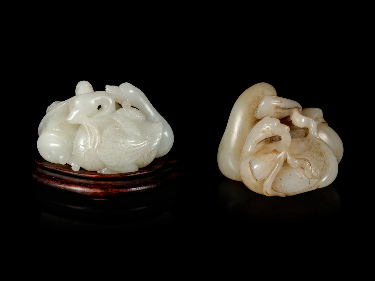 Two Chinese Jade Carvings of Geese