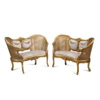 A Pair of Louis XV Style Giltwood Settees