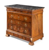 A Louis Philippe Walnut Marble-Top Chest of Drawers