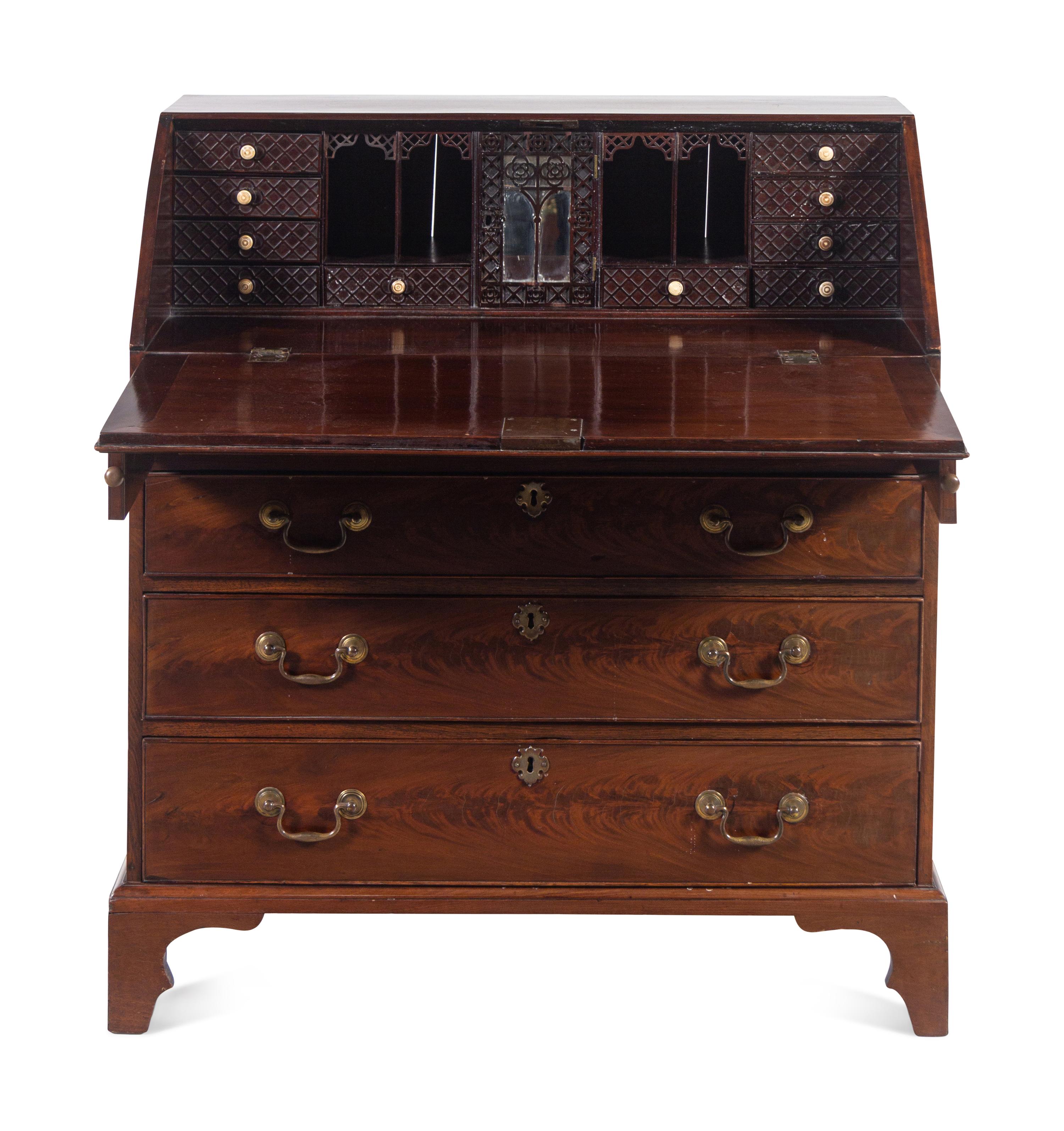 A George III Carved Mahogany Slant-Front Bureau