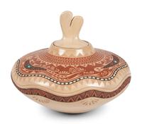 Sgraffito Lidded Pottery Jar