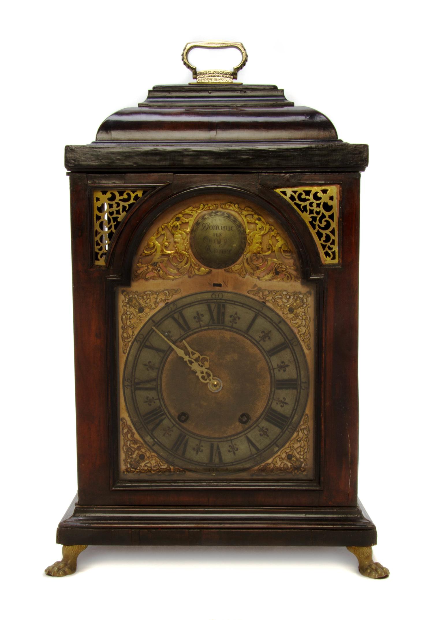 A Walnut Bracket Clock, DOMINIC ONOLYL, Height 19 1/4 inches. — DOMINIC ONOLYL,