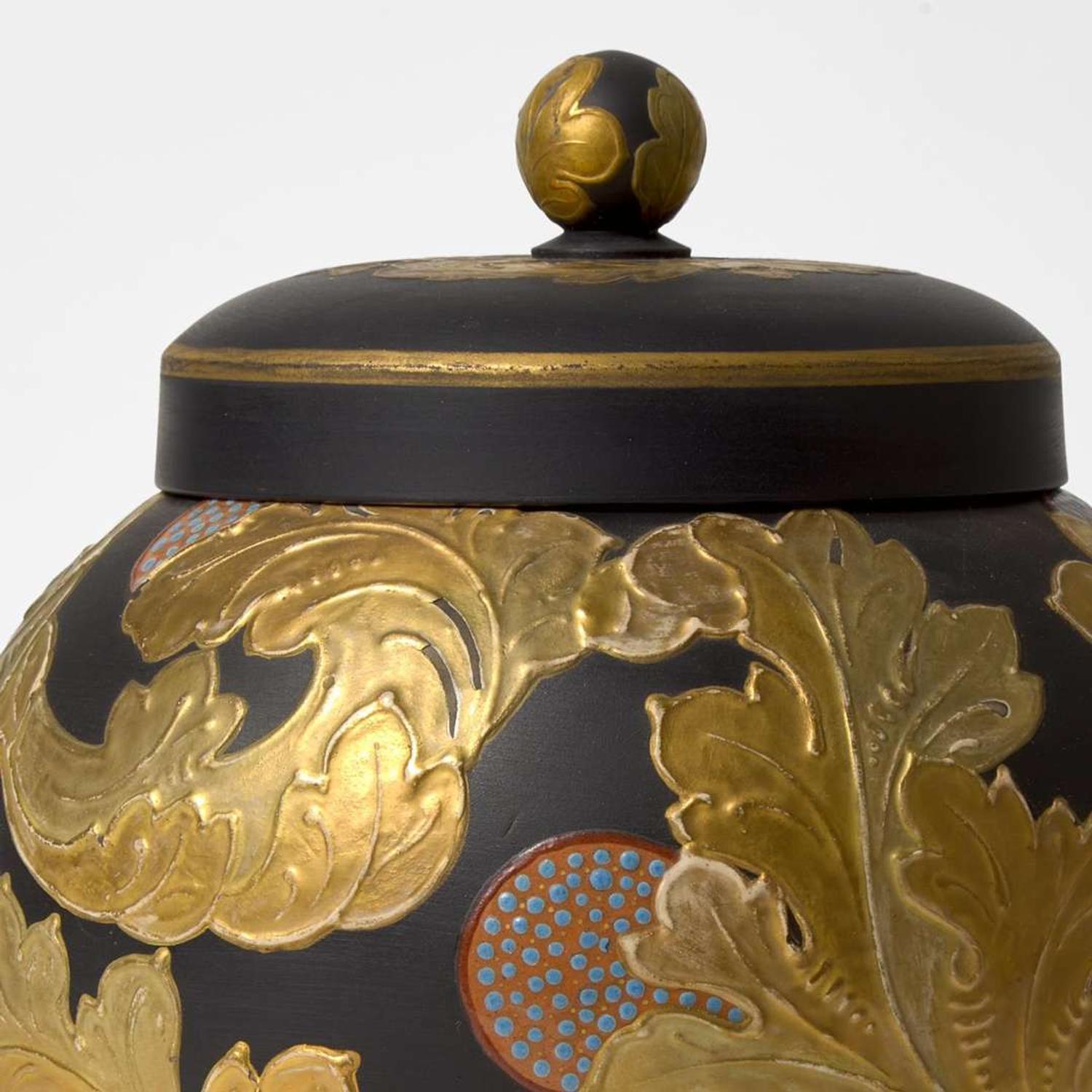 A Wedgwood Auro Basalt Covered Potpourri Jar UK, circa 1885