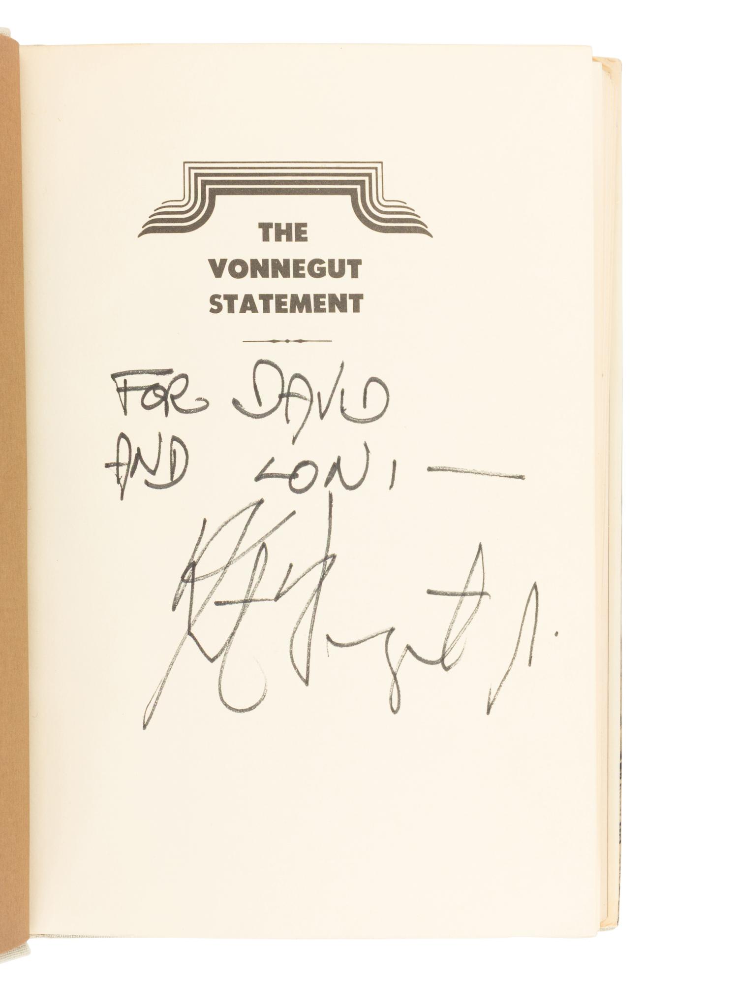 VONNEGUT, Kurt, Jr. (1922-2007). A group of 5 books, 2 inscribed, comprising: