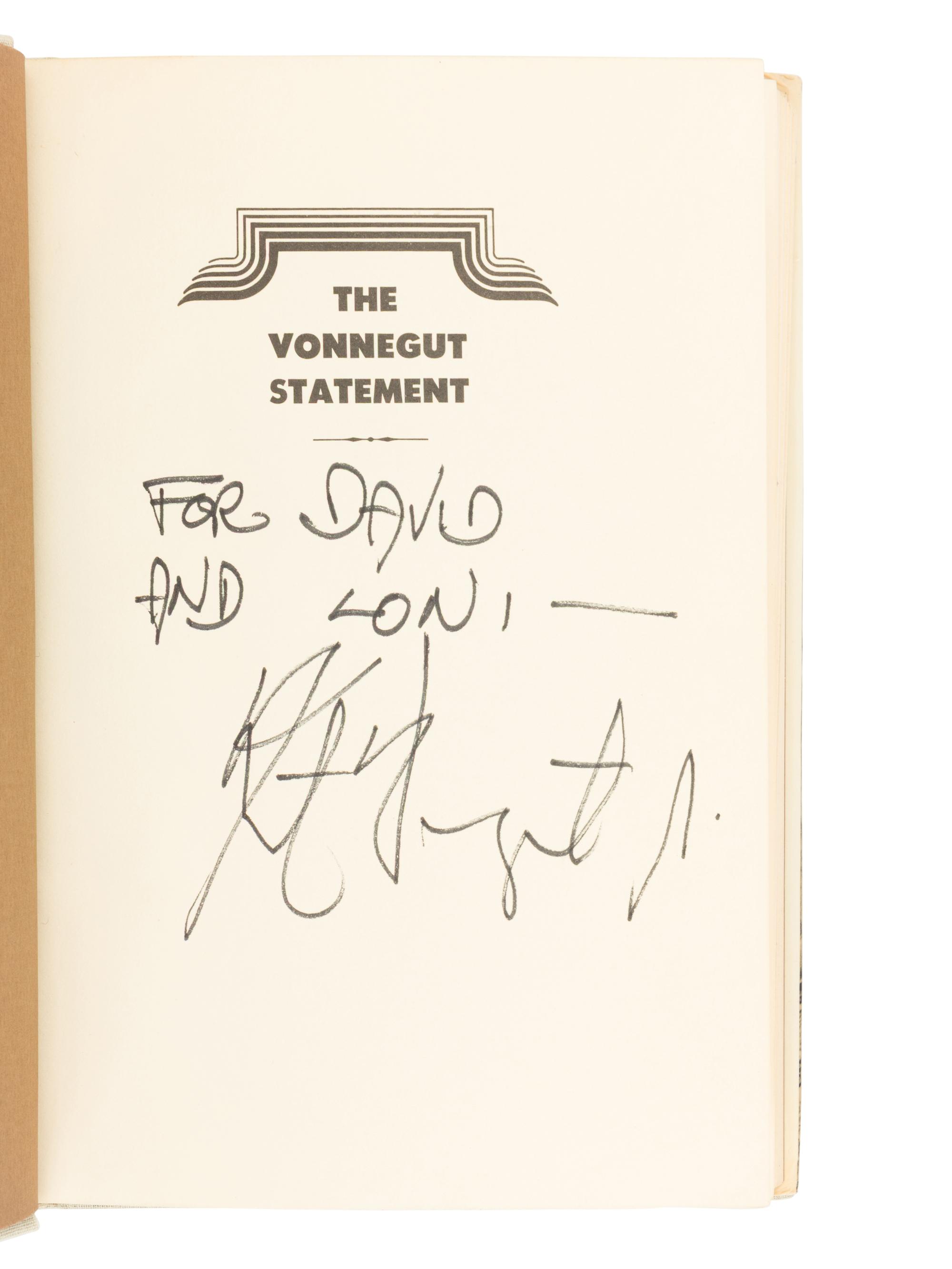 VONNEGUT, Kurt, Jr. (1922-2007). A group of 5 books, 2 inscribed, comprising: