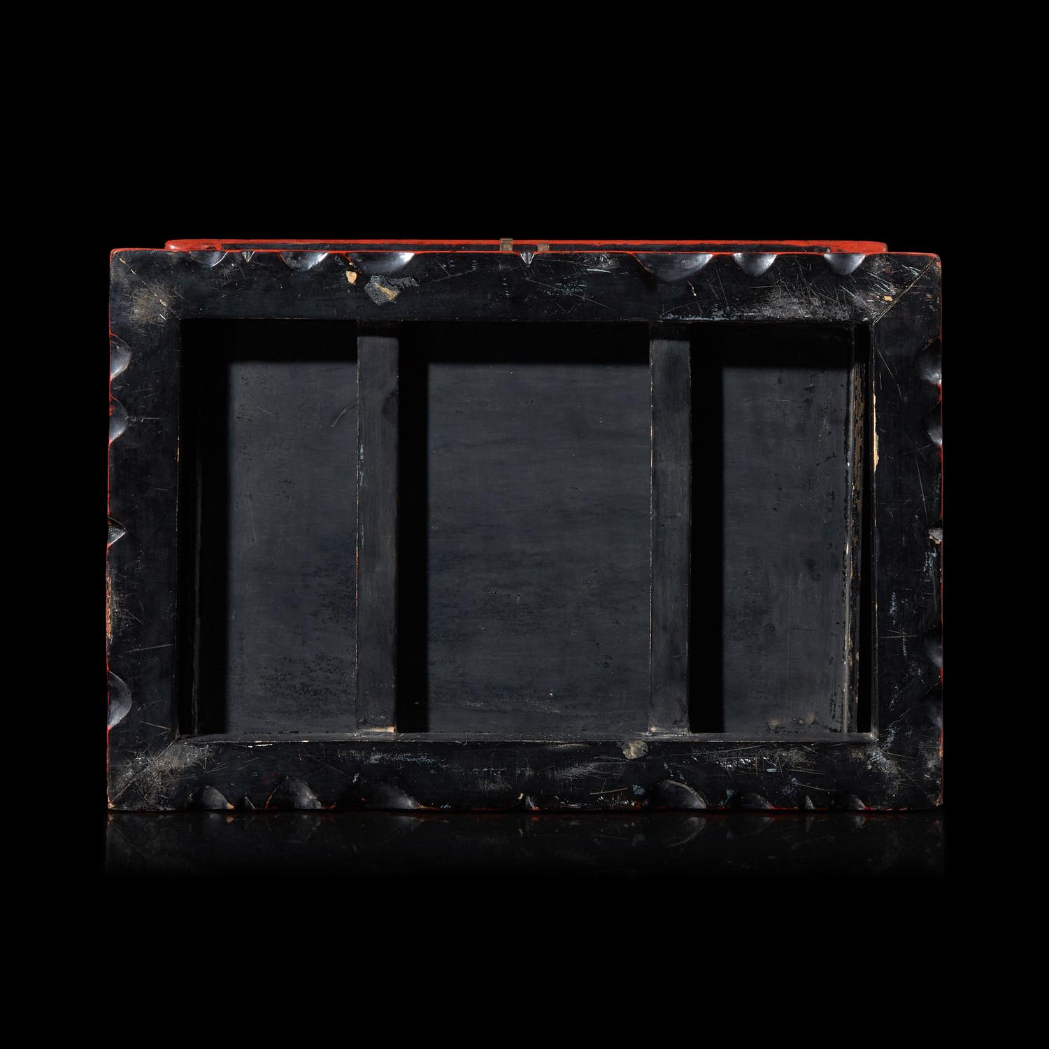 A Chinese Carved Cinnabar Lacquer Two-Door Small Cabinet, Late 19th/20th Century 清末民國 剔紅百寶箱