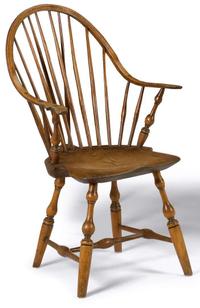 Brace-back continuous Windsor armchair branded, "e.b. tracy" (1744-1803), lisbon, ct