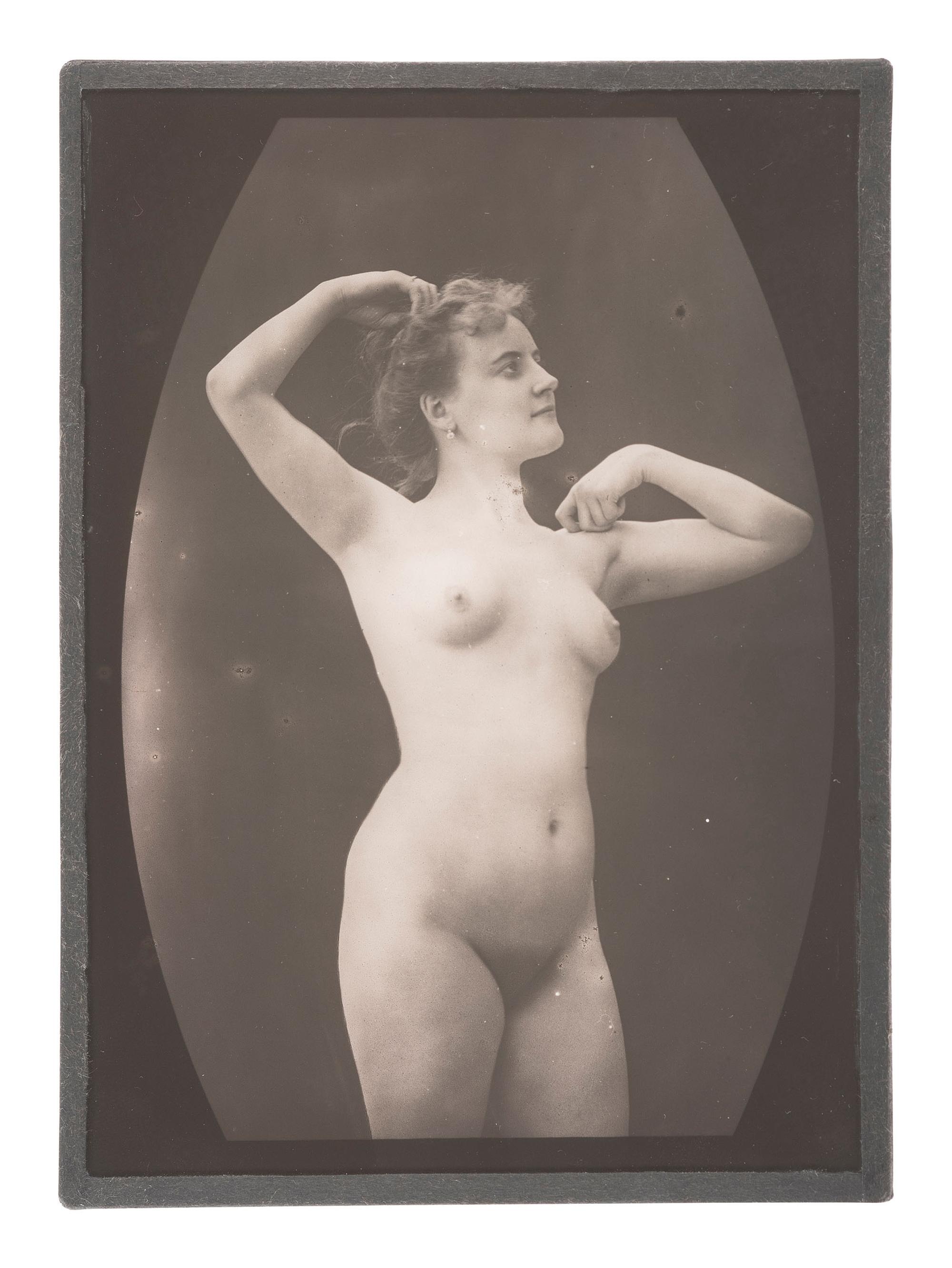 [EARLY PHOTOGRAPHY]. Collection of cased images, glass negatives, and postcards of nude subjects.