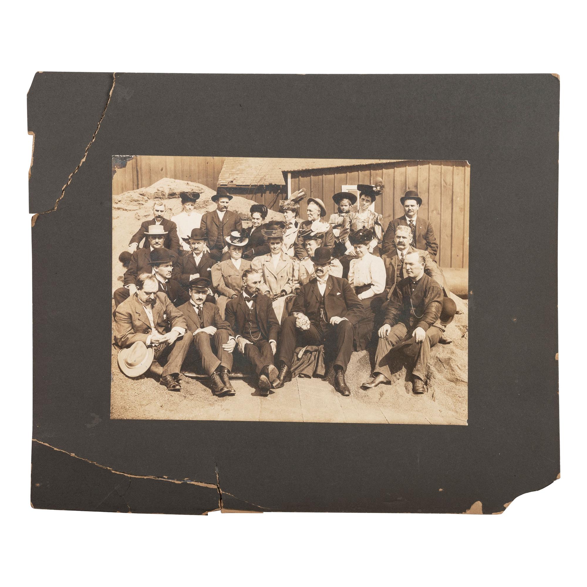 [MINING - NEVADA]. A group of 3 early mining images and a photograph booklet of mining activity in Virginia City, Goldfield, and Rawhide, Nevada, comprising: