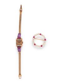 A Collection of 14 Karat Rose Gold and Gemstone Jewelry,