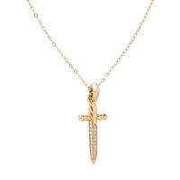 DAVID YURMAN, YELLOW GOLD AND DIAMOND SWORD PENDANT WITH GOLD-FILLED CHAIN