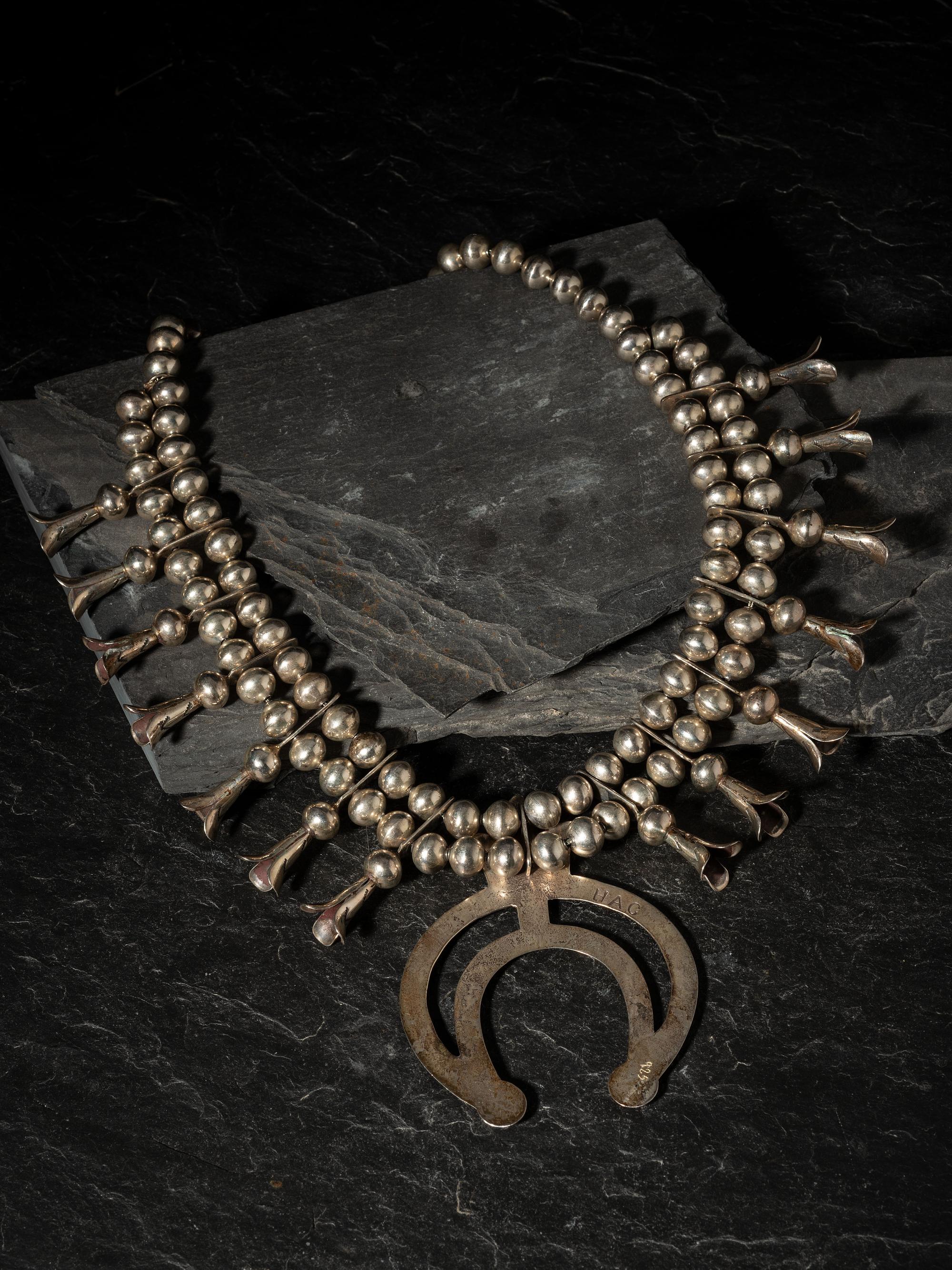 Navajo Silver Squash Blossom Necklace