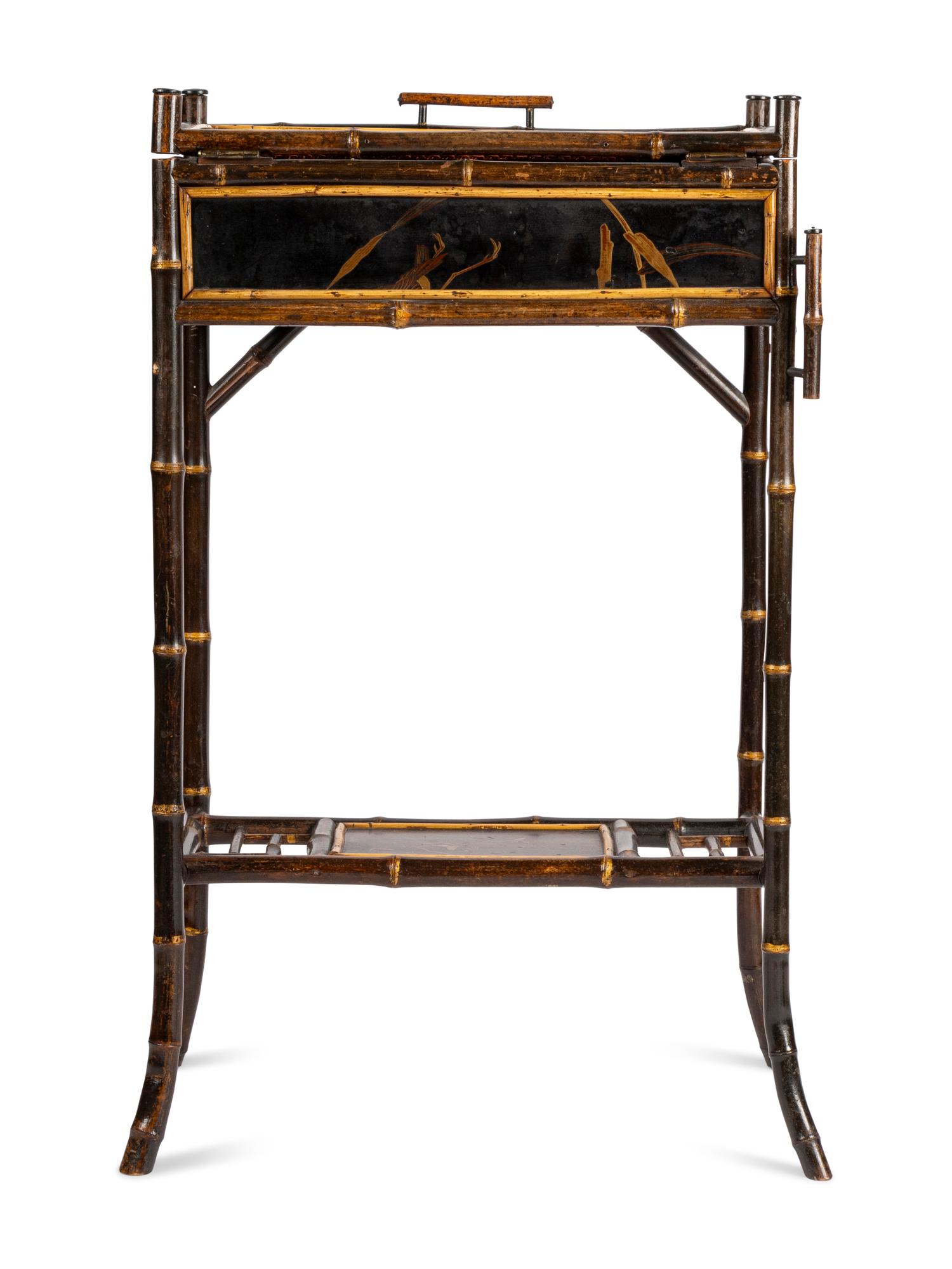 A Victorian Faux Bamboo and Lacquer Side Table
