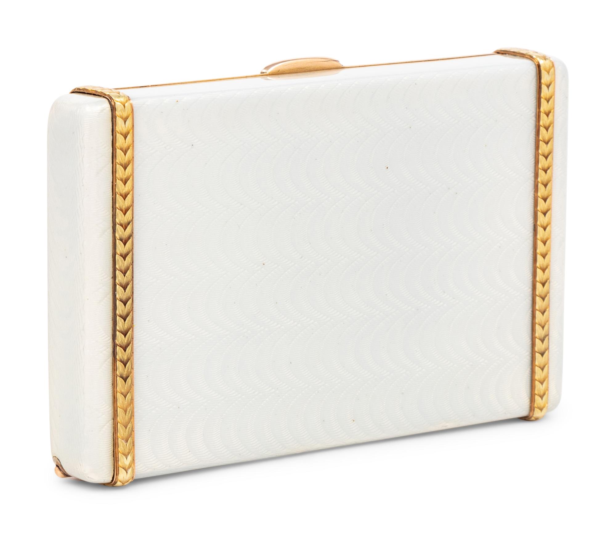 A Large Russian Enameled Silver and Guilloché Enamel Cigarette Case with Gold Accents