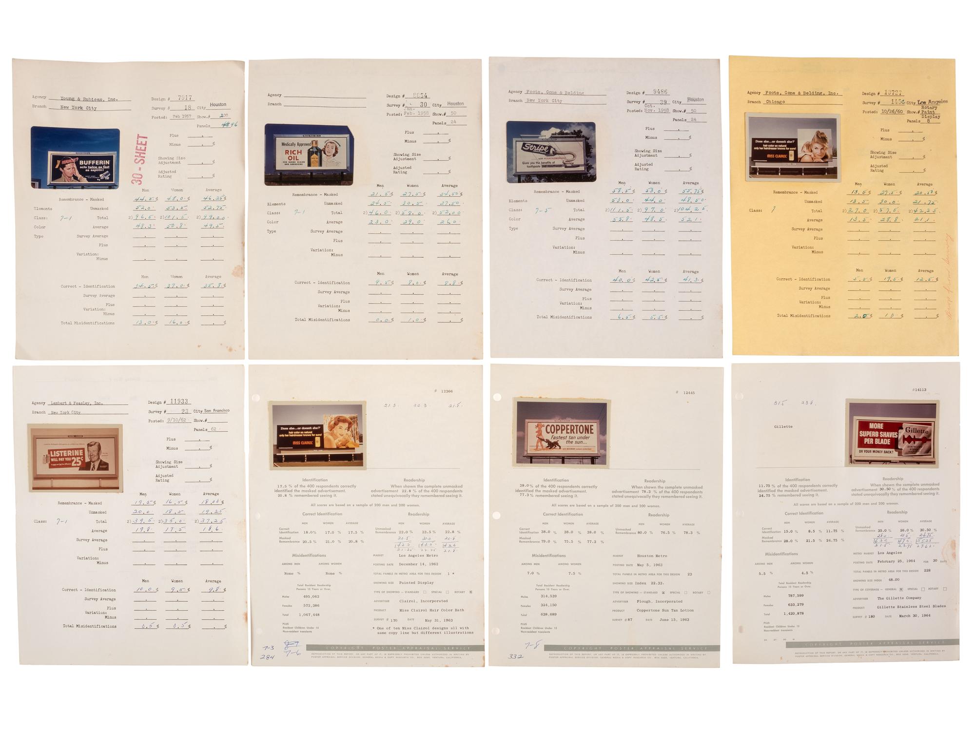 [ADVERTISING]. Extensive collection of outdoor advertising survey reports and historical billboard images from the "Golden Age of Advertising."