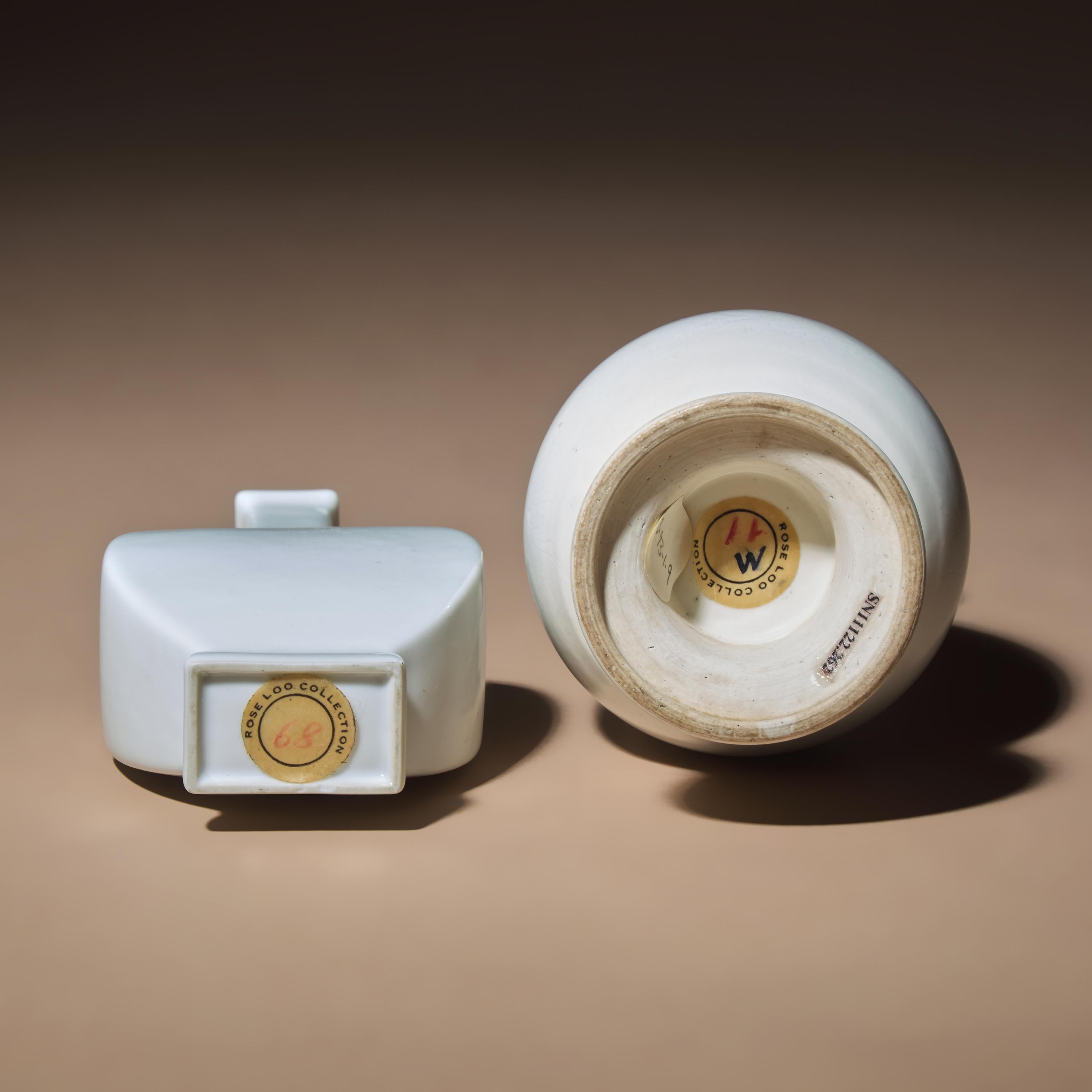 Two Chinese White Glazed Porcelain Vases, Qing Dynasty — 清 雙龍耳暗刻龍鳳紋白釉瓶及白釉四方小瓶