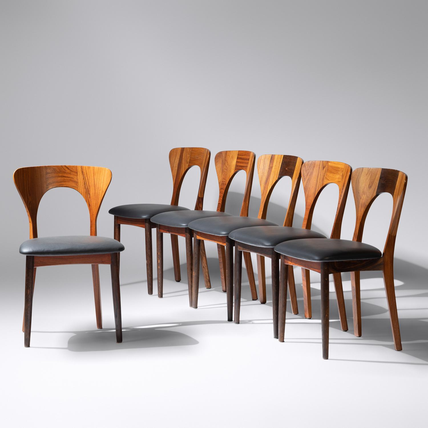 Peter dining chairs, set of six, 1958 Koefoeds Hornslet, Denmark