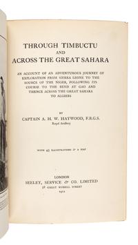 HAYWOOD, Capt. A. H. W. (b. 1878) Through Timbuctu and Across the Great Sahara. London: Seeley, Service & Co., 1912.