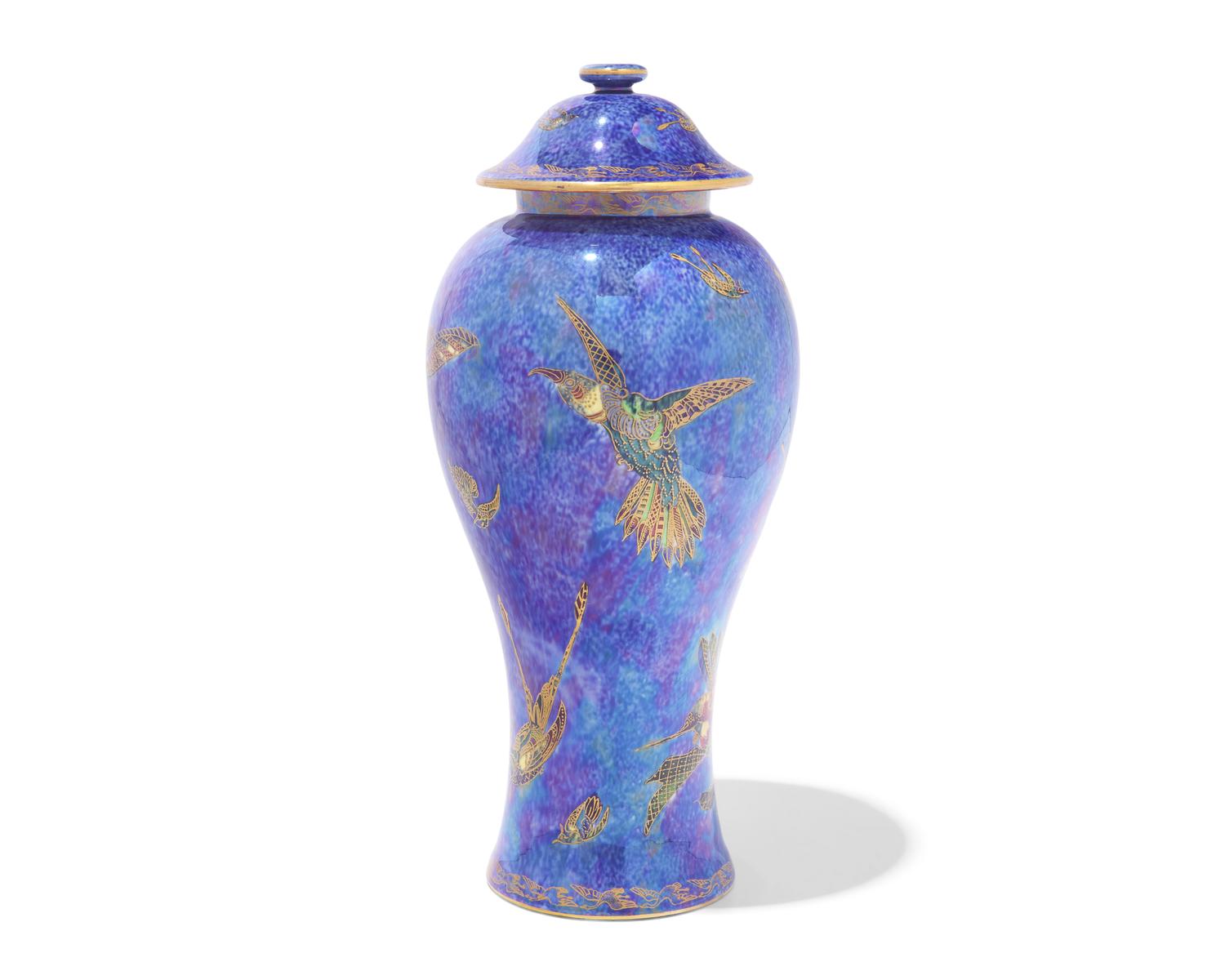 A Wedgwood Lustreware 'Hummingbird' Covered Vase