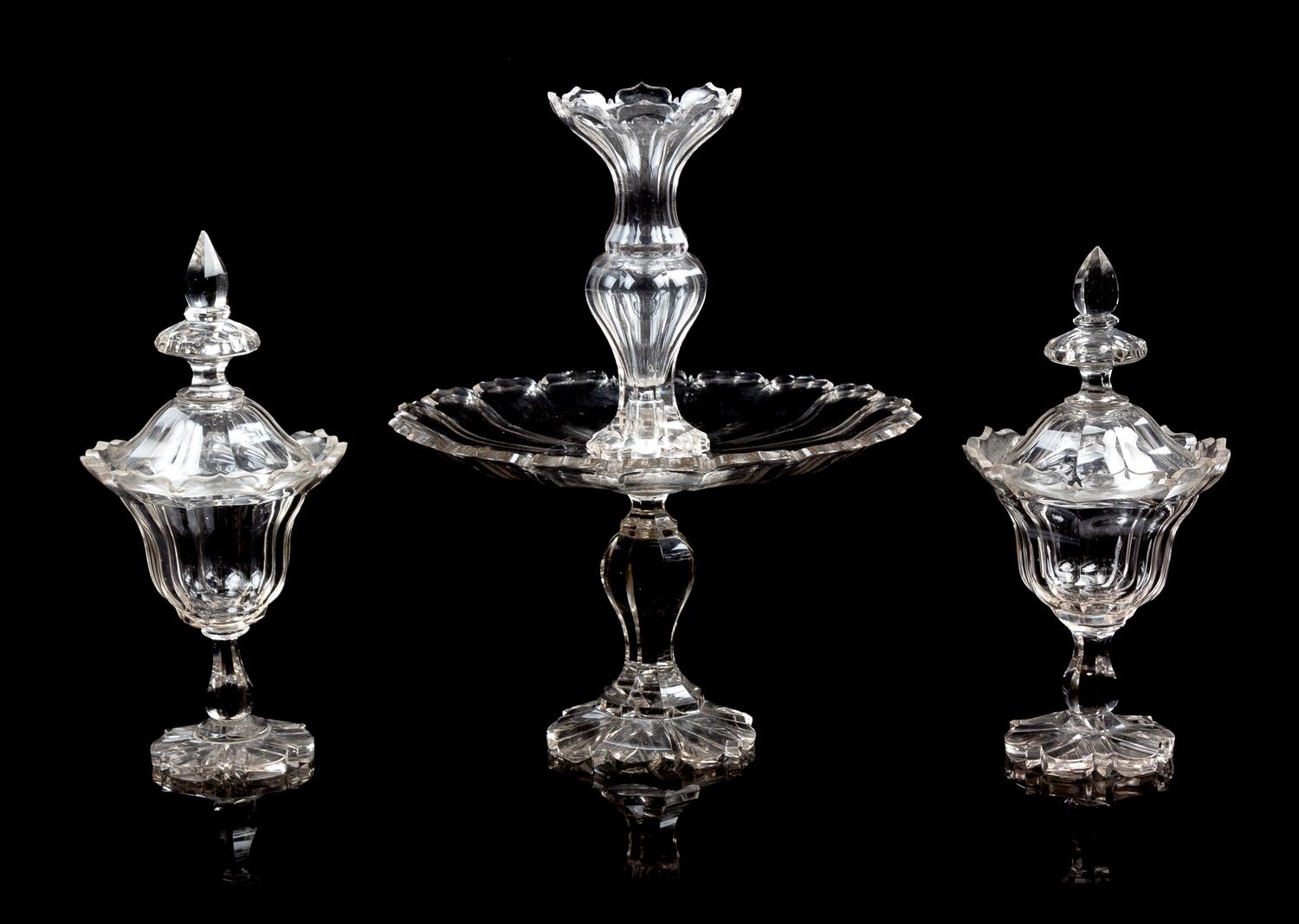 A Pair of English Covered Cut Glass Jars