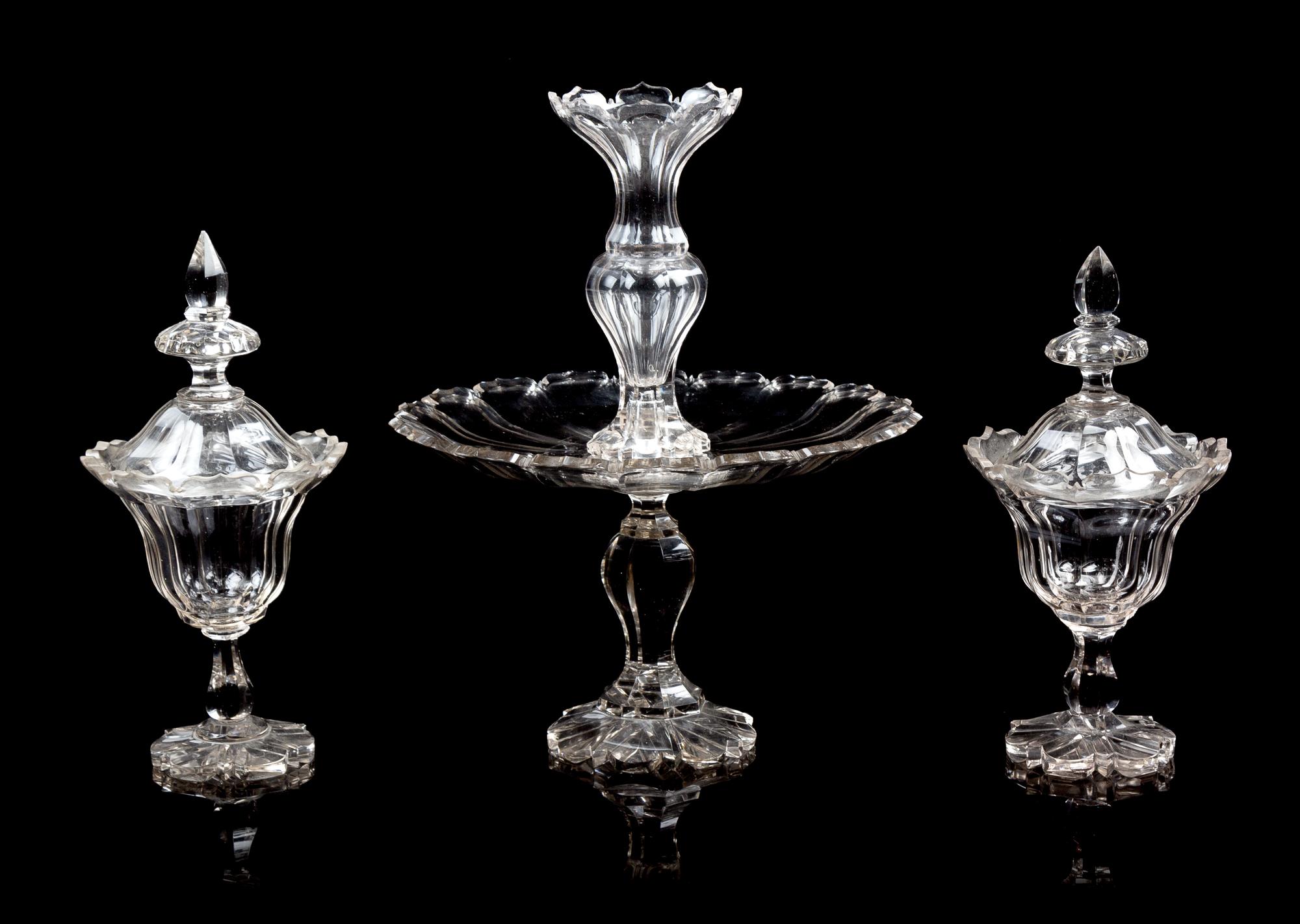 A Pair of English Covered Cut Glass Jars