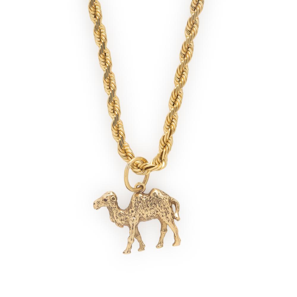 Yellow Gold Chain Necklace with Camel Pendant