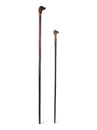 Two Figural Walking Sticks or Canes