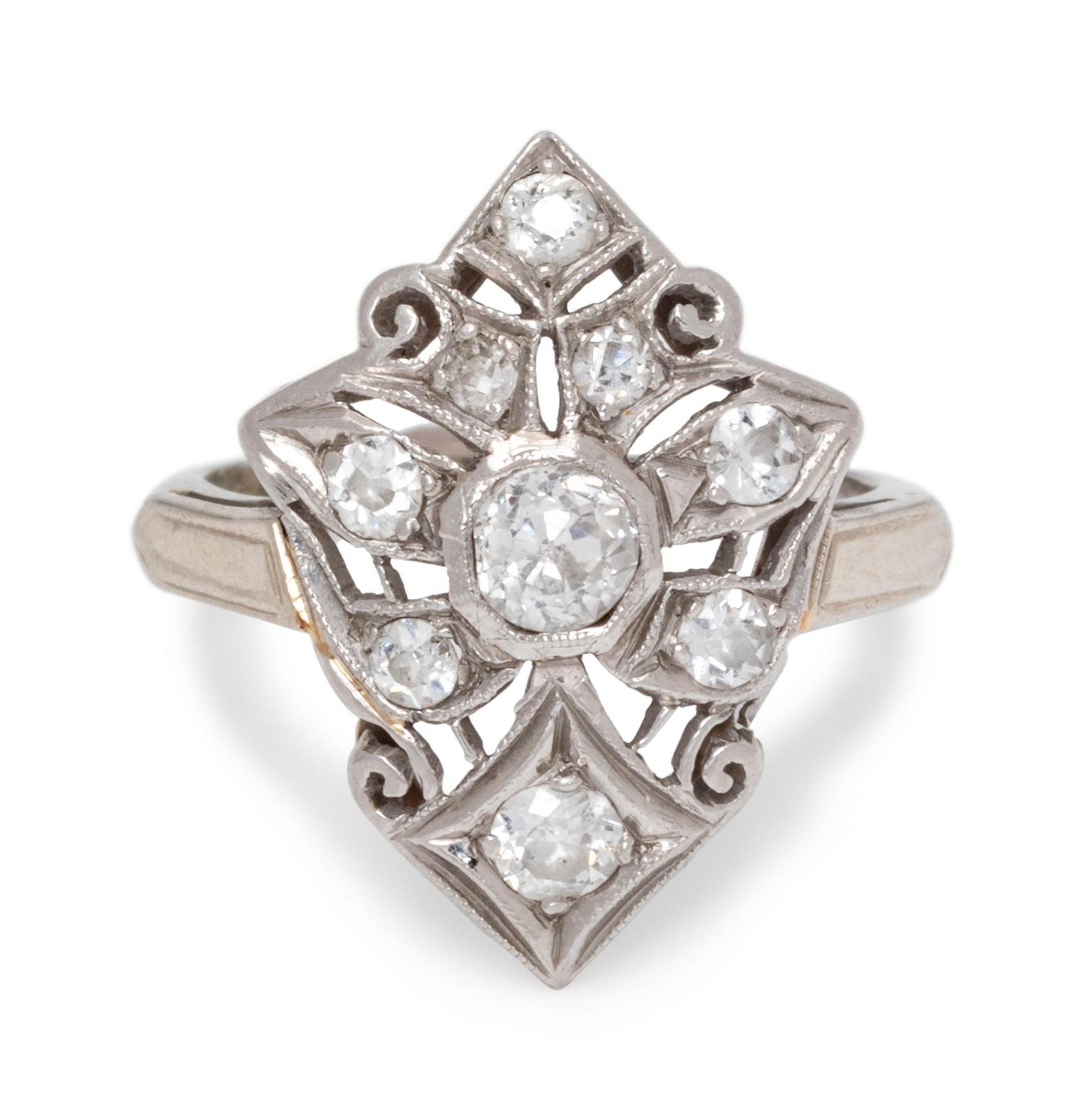 A White Gold and Diamond Ring,