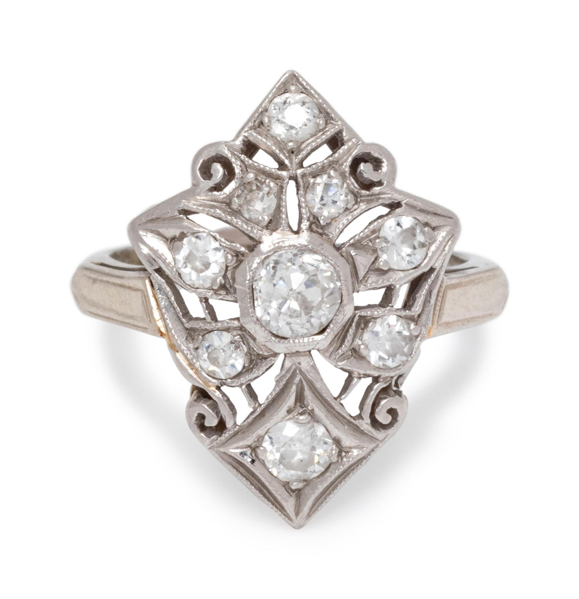 A White Gold and Diamond Ring,