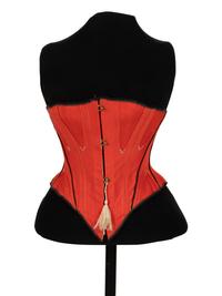 Two Women's Understructure Pieces: One Corset, One Crinoline, 1870s