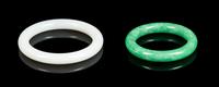 Two Chinese Hardstone Bangles Interior diameter of larger 2 1/2 inches.