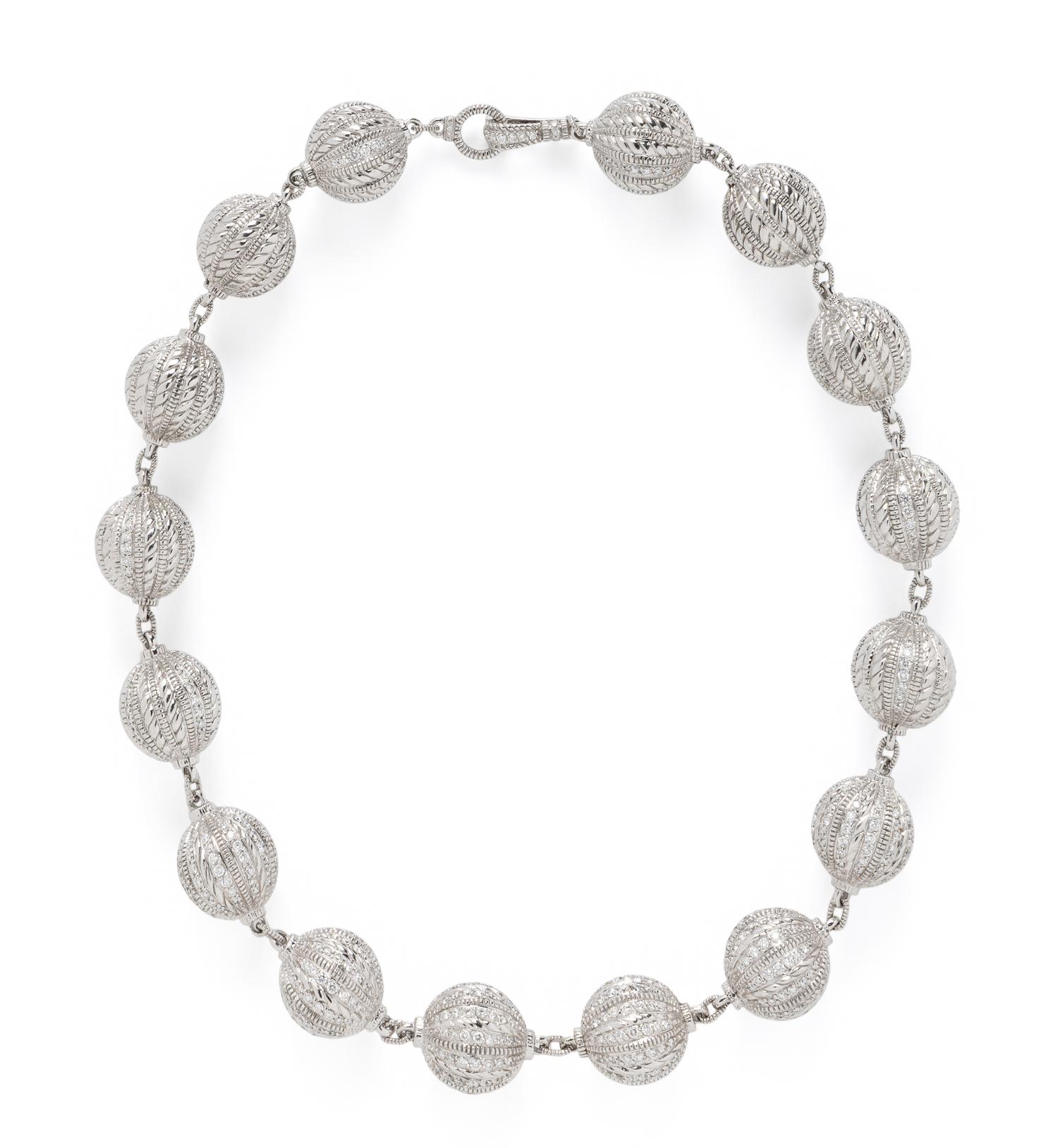 JUDITH RIPKA, WHITE GOLD AND DIAMOND 'TRUFFLE BALL' NECKLACE