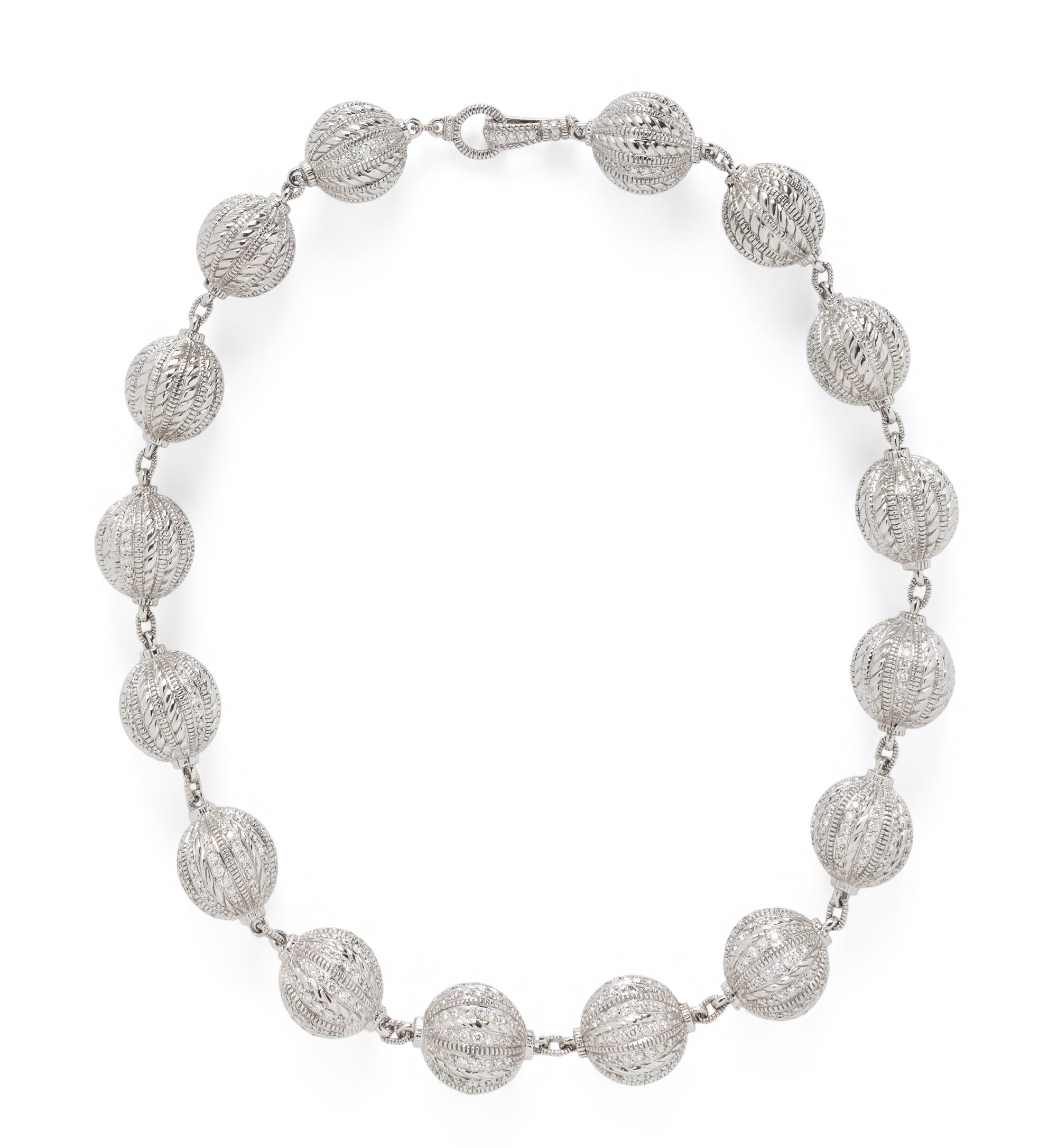 JUDITH RIPKA, WHITE GOLD AND DIAMOND 'TRUFFLE BALL' NECKLACE