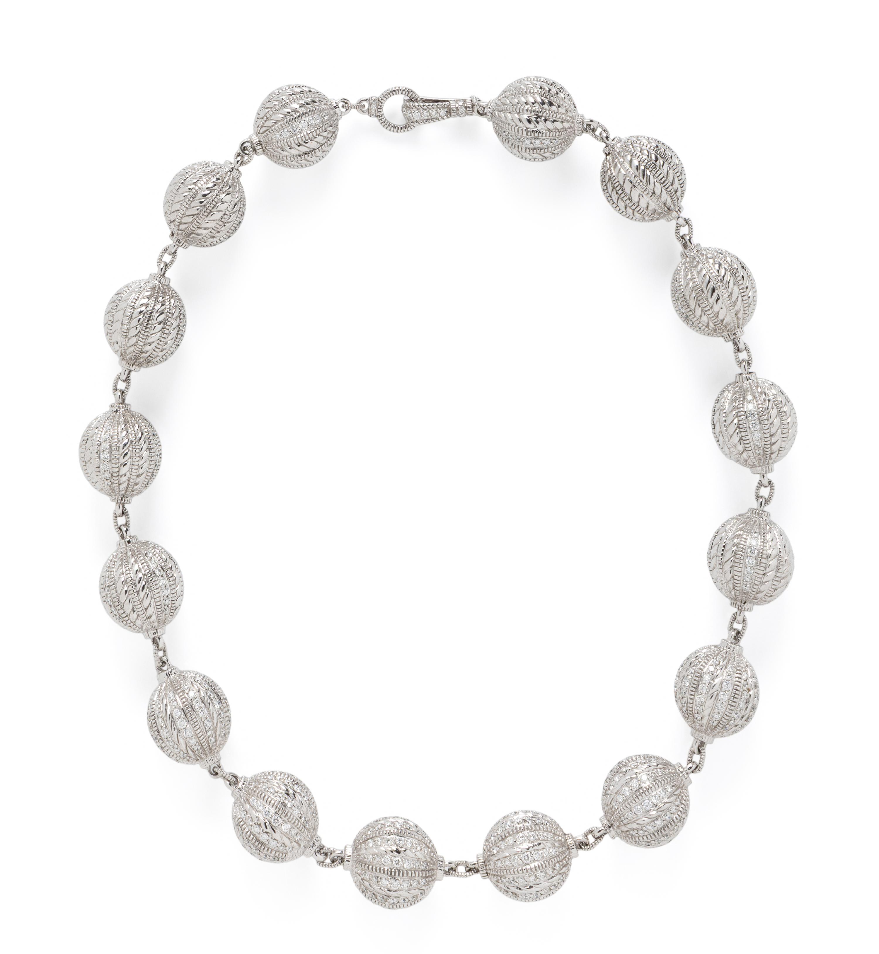 JUDITH RIPKA, WHITE GOLD AND DIAMOND 'TRUFFLE BALL' NECKLACE