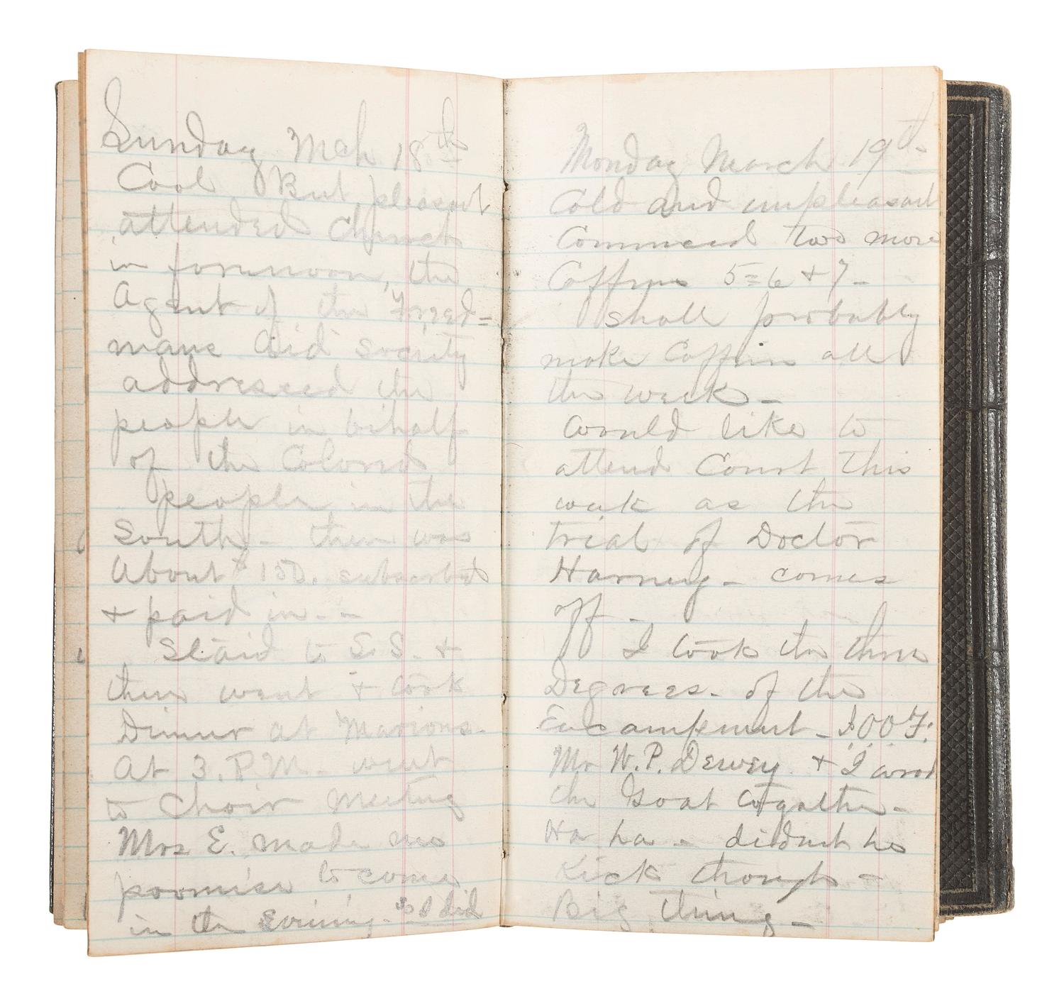 [MILITARIA]. A group of 2 post-Civil War diaries from Harland A. Durand, incl. references to Grant's election, Oil City, Native-Americans, and a soldier's suicide. 1866 and 1868.