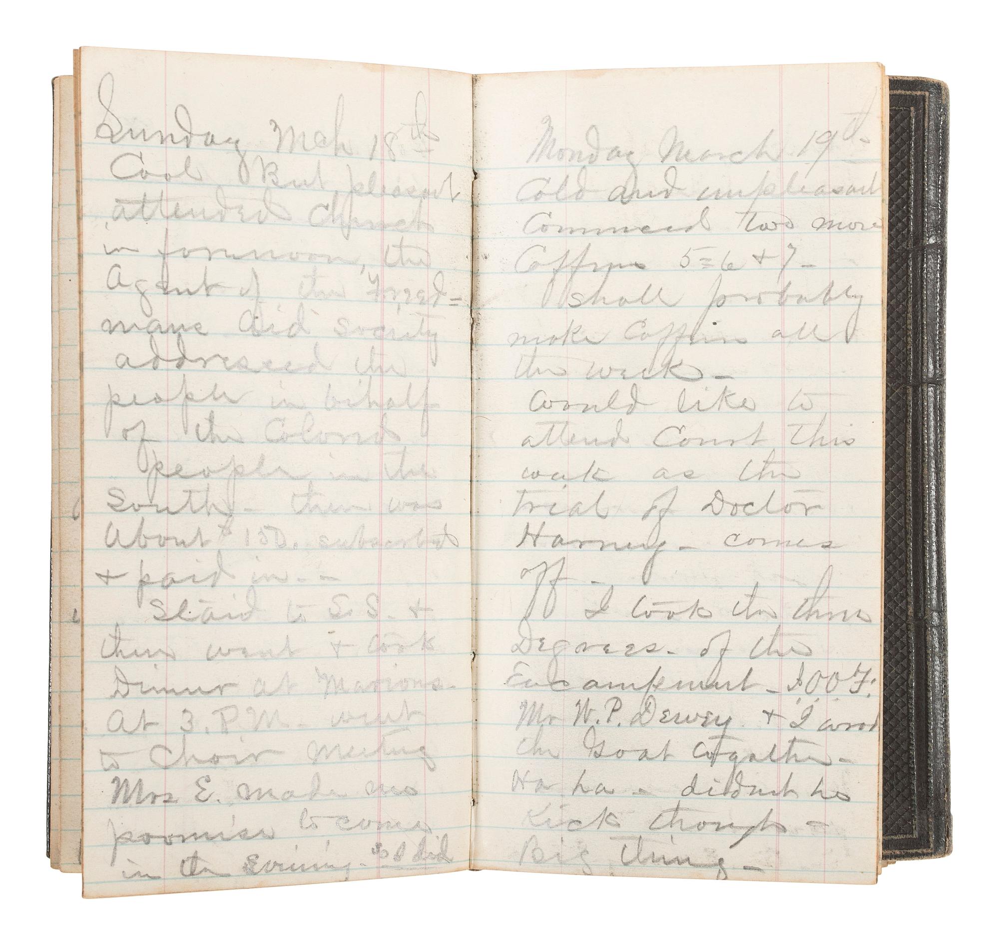 [MILITARIA]. A group of 2 post-Civil War diaries from Harland A. Durand, incl. references to Grant's election, Oil City, Native-Americans, and a soldier's suicide. 1866 and 1868.
