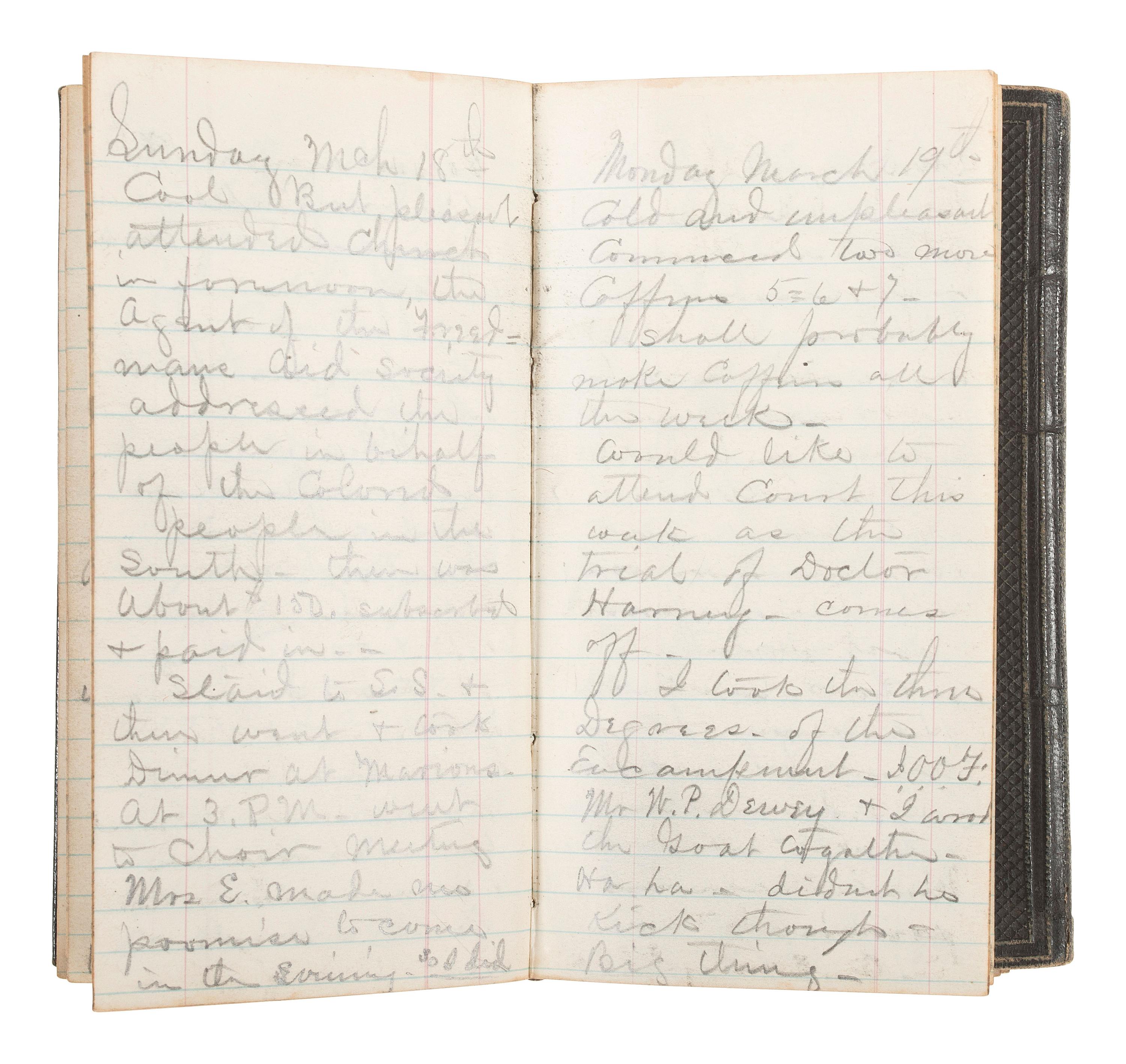 [MILITARIA]. A group of 2 post-Civil War diaries from Harland A. Durand, incl. references to Grant's election, Oil City, Native-Americans, and a soldier's suicide. 1866 and 1868.