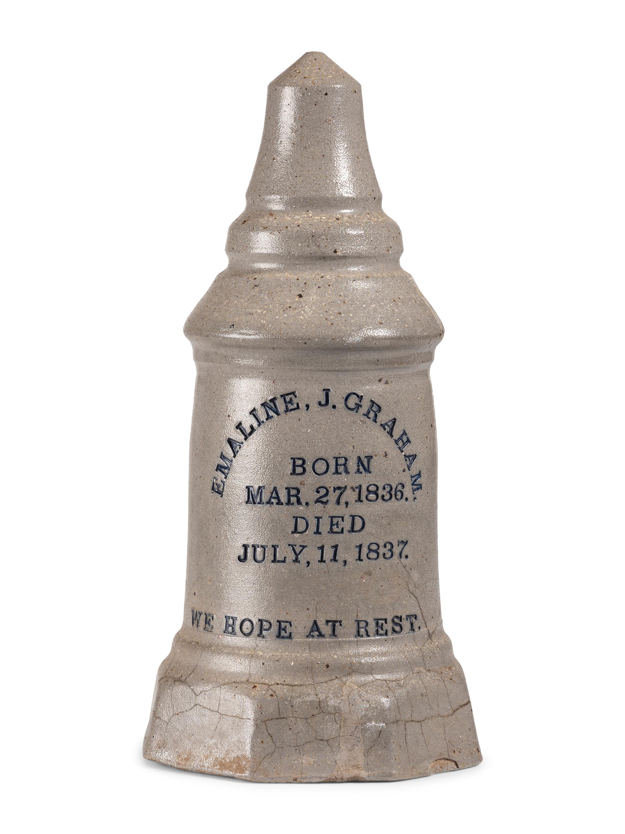 A Cobalt Decorated Stoneware Grave Marker
