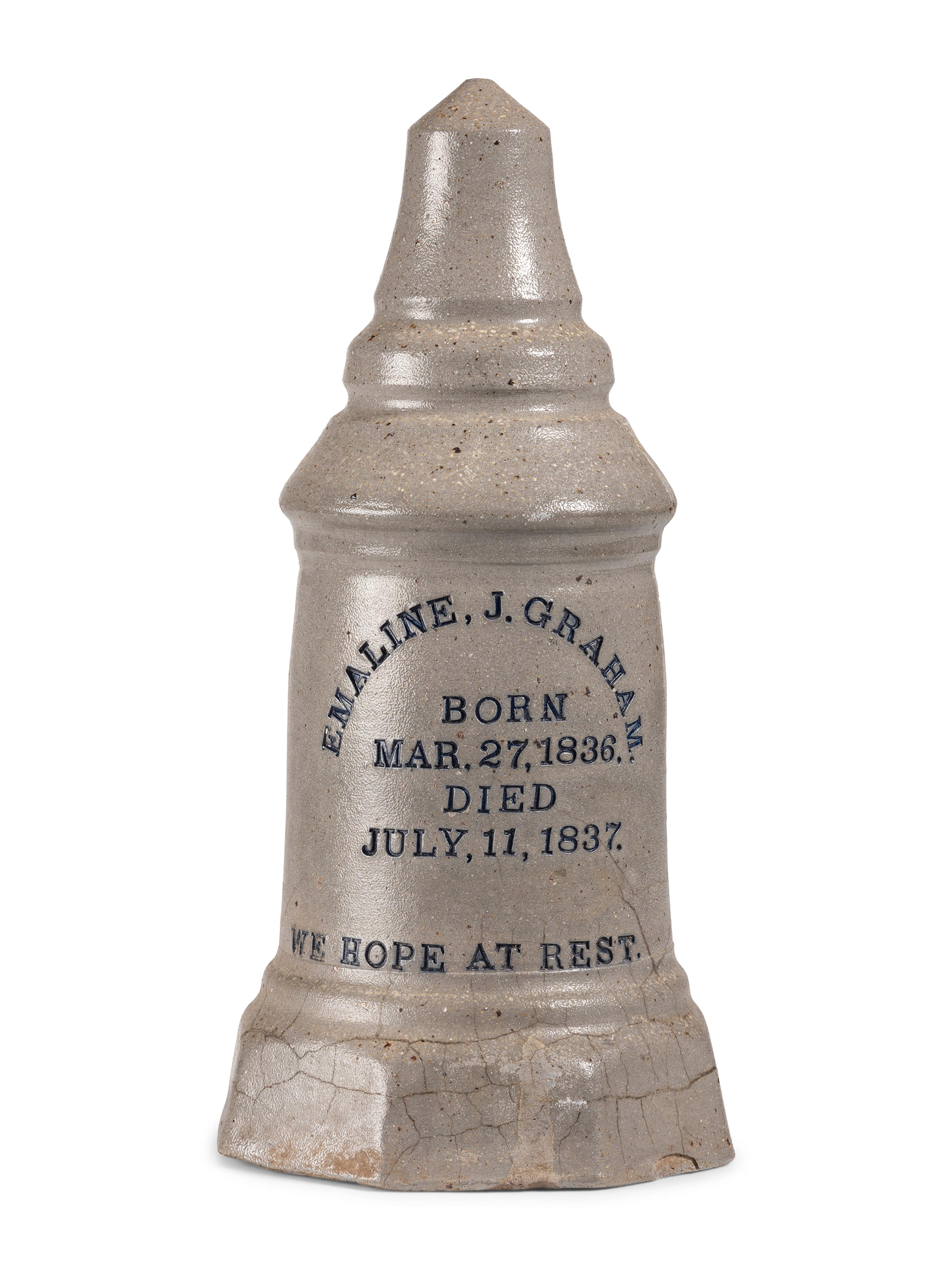 A Cobalt Decorated Stoneware Grave Marker