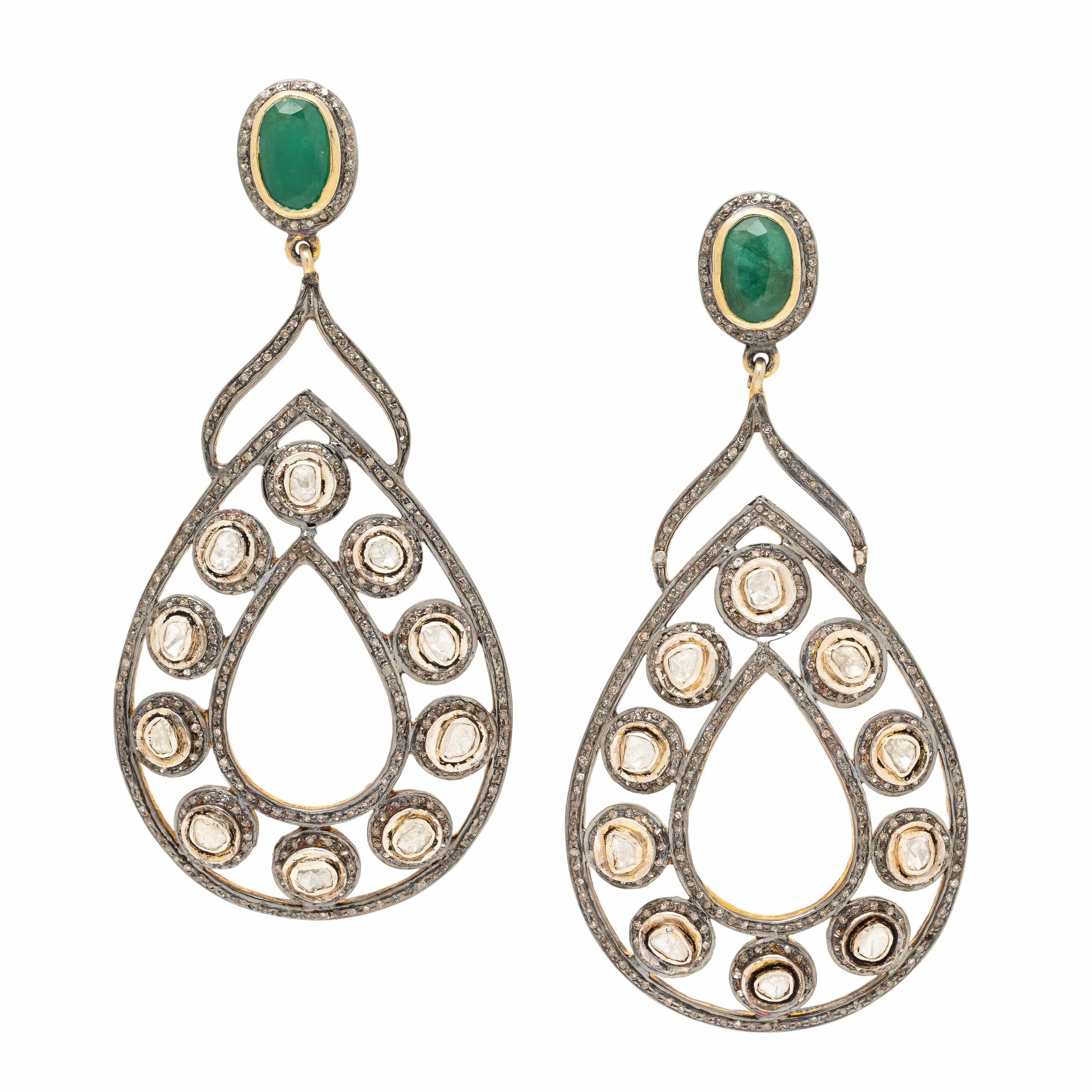Diamond and Emerald Earrings
