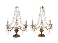 A Pair of Two-Light Brass Girandoles