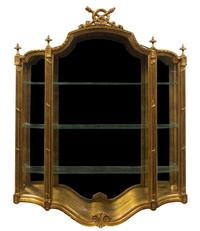 A Louis XVI Style Giltwood Hanging Vitrine Height 39 x width 34 x depth 6 1/2 inches. — EARLY 20TH CENTURY