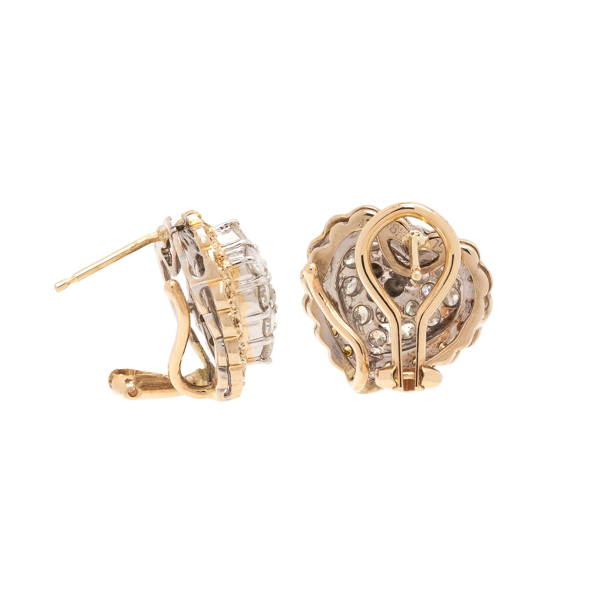 DIAMOND AND COLORED DIAMOND HEART EARCLIPS