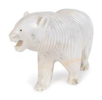 A Carved and Polished White Marble Figure of a Polar Bear